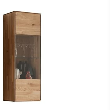 Main Möbel Hängevitrine Vitrine Massivholz Eiche 40x123cm 'Prag' Wildeiche geölt