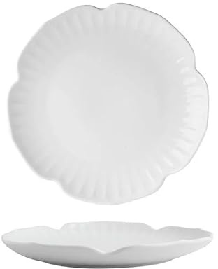 CHICKEN Dinnerware Plates Flower-Shaped Bowl Ceramic Restaurant Tableware Western Dinner Plate Set Home Noodle Bowl Big Soup Bowl Salad Bowl Smooth Dinner Plate(7inch)