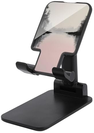 Jubonexis Soporte de teléfono móvil tradicional chino con paisaje de árbol de lago, soporte plegable y ajustable para escritorio