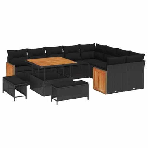 vidaXL Gartensofa-Set 12 STK. 11-Sitzanzahl Schwarz