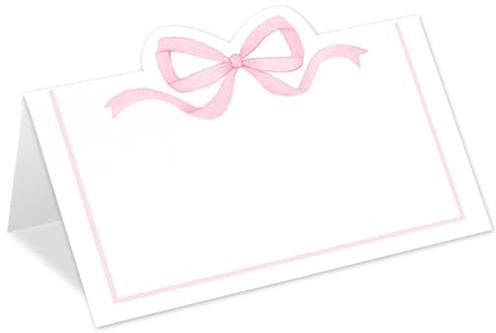 50 Stück Rosa Tischkarten Hochzeit mit Elegantes Bow Design Namensschilder Hochzeit Tischdeko Platzkarten für Hochzeitsfeier Taufe Geburtstag Konfirmation Tischdeko Frühling/Sommer (Rosa)