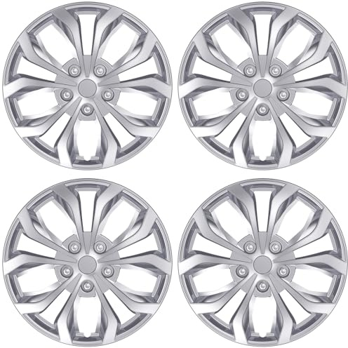 AutoBeeDen 4er-Pack Universal Radkappen für 16 Zoll Räder, 16 Radzierblenden, Radblenden (Silber, 16 Zoll)