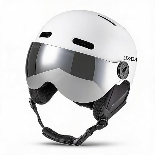 Luocute Skihelm, Snowboardhelm mit Brille, EPS-Innenfutter, 12 Belüftungsöffnungen, Abnehmbare Innenohrpolster, mit Abnehmbarem Visier, für Männer, Frauen,