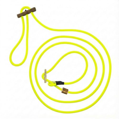 Themahund Biothane Moxonleine lautlos, Zugstopp, 6 mm, 260 cm, Gelb | Dünne Retrieverleine & Umhängeleine, stufenlos verstellbar, Geweih-Stopp – für Jagd & sensible Hunde