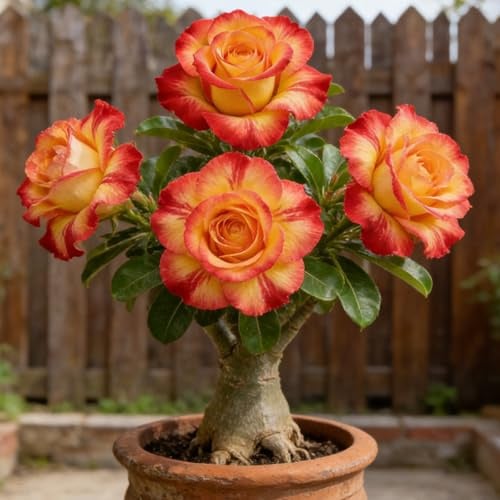 Tuberi rari di rosa del deserto, Rizomi succulenti, Perenne Bassa Manutenzione, Piantagione all'aperto in pieno sole, Splendida Esposizione di Bonsai-1 tubero-h