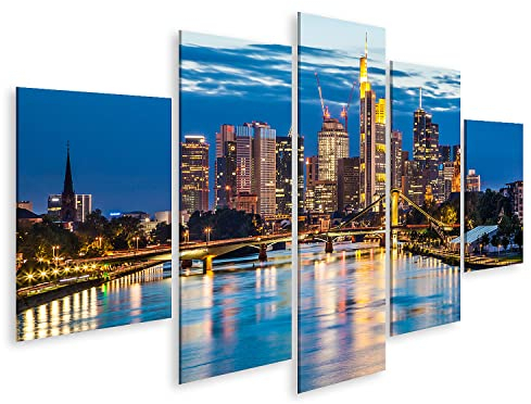 islandburner Bild auf Leinwand Schöne Aussicht Auf Frankfurt Am Main Skyline An Der Dämmerung Bilder Wandbilder Poster