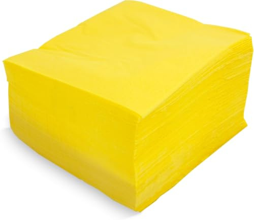 Morigami, Serviette in Standardgröße, 1/4-Falz, 100 Servietten, glatte Oberfläche mit Bordüre, gelb