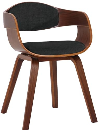 CLP Esszimmerstuhl ergonomisch Kingston,Lehnstuhl mit umlaufender Rückenlehne, Holzgestell belastbar bis 150 kg, Farbe:walnuss/schwarz