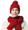 Chloria Stricken Mütze,Schal und Handschuh Set Frauen Männer Mädchen Unisex Zopfmuster Strickmütze erdicken Schal Handschuh Hut Gesetzt Winter Kombi Geschenkset (Hellrot)