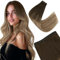 Easyouth Extension Tressen Echthaar Sew in Tressen Echthaar 40 cm Farbe Dunkelste Braune Mischung Mittelbraun und Aschblond 100g Echthaar Tressen zum Einnähen #2/6/18