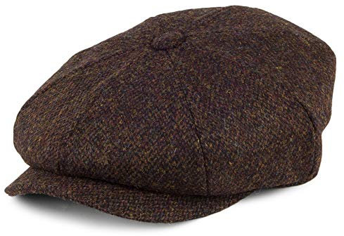 Jaxon & James Arnol Harris Tweed Ballonmütze - Moosgrün-Braun - L
