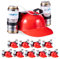 Relaxdays 10 Gorras Cerveza, Casco con Tubos, para 2 Latas de Birra, Accesorios de Disfraz y Fútbol, Gorro Porta Bebida, Rojo