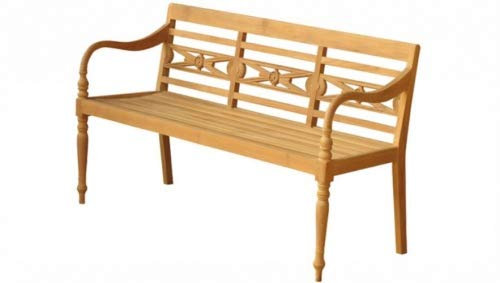 Teako Design Gartenbank Klassik wetterfest Teakholz massiv Breite 120 cm mit Sitzauflage in rot