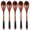 Coolty Lot de 5 Cuillère à Soupe en Bois, Cuillère à Riz Coréenne Japonaise à Long Manche, Ustensiles de Cuisine pour Mélanger le Remuage