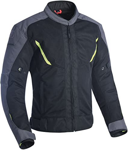 Oxford Men's Delta 1.0 Air Motorcycle Jacket, Black/Grey/Fluorescent, XL/44