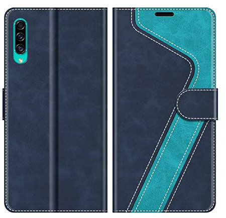 MOBESV Hülle für Samsung Galaxy A30s Handyhülle, Lederhülle mit Kartenfach, Klapphülle mit Ständer, Flip Case Handytasche Schutzhülle, Modisch Blau