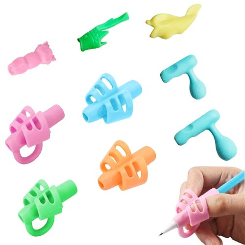 Lrikas Agarres para Lápices, 9 Pieces Nuevos Ergonómica Agarre Para Escritura Herramienta de Corrección de Postura
