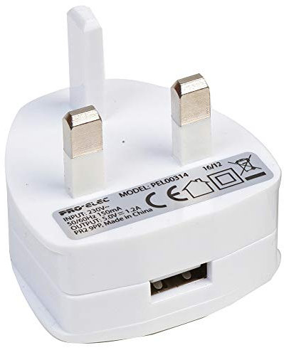 Pro Elec PEL00314 White USB mains Power Adaptor, 5V, 1.2A