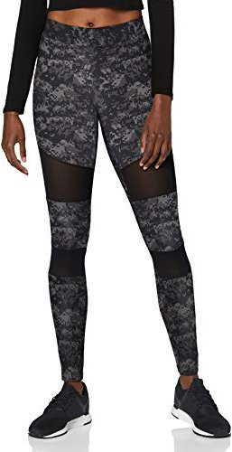 URBAN CLASSICS Leggings Donna Motivo Mimetico con Retina Trasparente, Camo Tech Mesh, Materiale Opaco - Pantaloni Sportivi, Taglia: M Colore dark digital camo