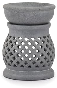Indus Lifespace Handgefertigter Speckstein-Teelichthalter für ätherische Öle, 7,62 cm x 10,16 cm, perfekt für ätherische und Duftöle, Handwerker hergestellt in Indien