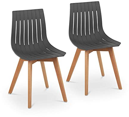Fromm & Starck Star_SEAT_16 Stuhl 2er Set bis 150 kg Sitzfläche 50 x 47 cm grau Kunststoffstuhl Stuhlbeine Buchenholz