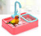 Gobabo Vogeltränke für Papageien, Pool, Badewanne, Vogelfutterschale, automatische Haustier-Badewanne mit Wasserhahn, Vogeldusche, Badewanne (rot)