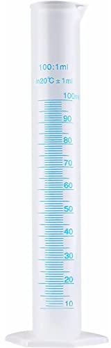 LATRAT Éprouvette graduée en plastique transparent 100 ml