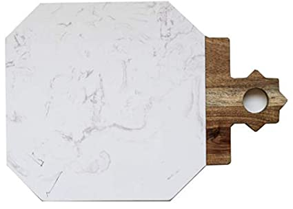Kadum Planche à découper en marbre - Planche à fromage - Planche de service - Planche à fromage - En bois d'acacia - 42 x 21,5 x 1,4 cm - Rustique et durable