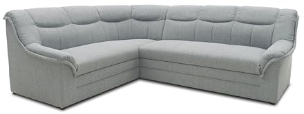 DOMO. collection Ecksofa Berlin, zeitlose Eckcouch mit Schlaffunktion und Federkern-Polsterung, Sofa in L-Form, Couch, 205 x 250 x 89 cm, silber