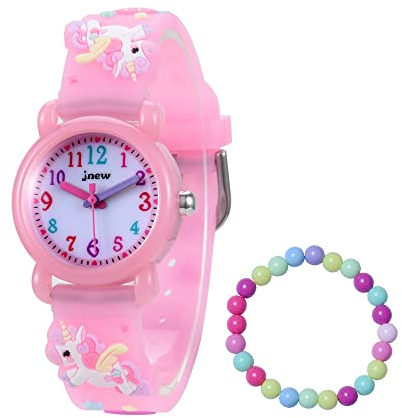 MUXIJIA Orologio Bambina, 3ATM/30M Impermeabile Quarzo Orologio da Polso con 3D Cartone Animato Cinturino in Silicone Orologio per Ragazze da 3-10 Anni (Rosa)