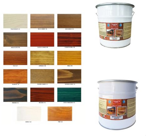 Impregnante cerato all'acqua da 2,5 litri + Finitura cerata all'acqua satinata o lucida da 2,5 litri per legno interni ed esterni (SATINATA, 221 - Bianco)
