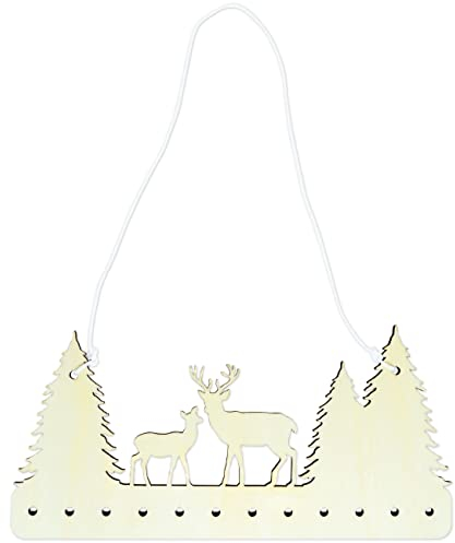 Papierdrachen Aufhängung für Adventskalender Geschenke - aus Holz - in naturfarben und schwarz - Weihnachtskalender zum Selbstbasteln - kombinierbar mit Stoffsäckchen und Geschenkpapier - Wald - Set 1