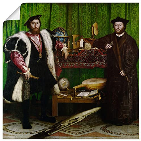 ARTLAND Wanddeko Poster & Kunstdrucke Wandposter 100x100 cm Quadratisch Barock Zimmer Deko Arrangement Männer Die Gesandten 1533 Renaissance Hans Holbein d.J. T7XW