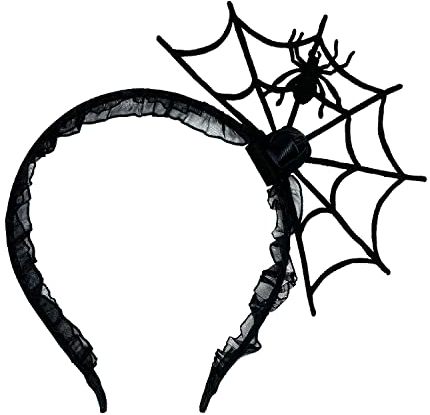 Oblique Unique® Spinnen Netz Haarreifen aus Filz mit Gaze als Kostüm Accessoire Haarreif für Halloween Karneval Fasching Motto Party Schwarz