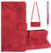 Grandoin Kompatibel mit iPod Touch 7/6/5 Hülle mit Band, Handykette Handyhülle mit Band Lederhülle Klappbar Flip Case Tasche Magnet Kartenfach Handyband zum Umhängen Schutzhülle mit Kette (Rot)