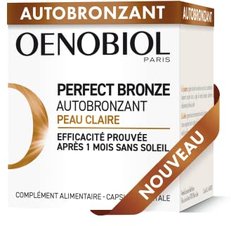 Oenobiol Autobronzant Peau Claire Perfect Bronze- Efficace dès Le 1er mois sans soleill - Concentration de 5 pigments 100% d'iorigine végétale - Complément Alimentaire 30 Capsules - Programme 1 Mois