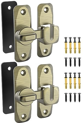 90/180 Degree Flip Barn Door Lock, Protect Privacy - Security Door Latch, Small Gate Latches Hardware for Barn, Garden, Bathroom, Cabinet, Window, Sliding Door (Bronze-2PCS)