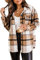 Timuspo Damen Karierte Shacket Langarm Karierte Flanellhemden Klassische Jacke Bluse