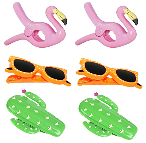 6 Stück Handtuchklammern Delmkin Badetuch Clips Groß Strandtuchklammern für Strandtuch, Teppich, Kleidung, Strandliegen