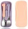 Tenedor Bebe, WitBicg Cubiertos Bebe, Cubiertos Infantiles Acero Inoxidable, Talheres Bebe Ayuda a Alimentar Al Bebé, Aumentar El Apetito, Aptas Para El Lavavajillas Con Maleta De Viaje - Jirafa (B)