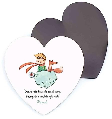 10 magneti Personalizzabili con Nome 5 cm Circa Ideale Come Regalo bomboniera segnaposto Gadget fine Festa Battesimo Nascita (Piccolo Principe New - Cuore)