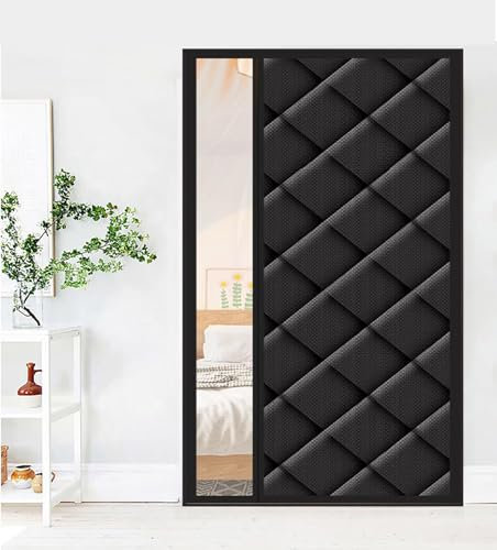 Cozomiz Isolant Thermique Isolation Porte Avec Magnétique Rideau De Porte Isolant Coton Rideau d'occultation Coupe-vent Imperméable Isolation Phonique Noir avec Fenêtre 200x240cm