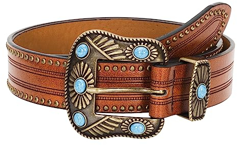 Eohak Western-Cowboy-Ledergürtel Türkis-Gürtelschnallen für Damen und Herren – Cowgirl-Gürtel im Bohemian-Stil für Jeans und Hosen