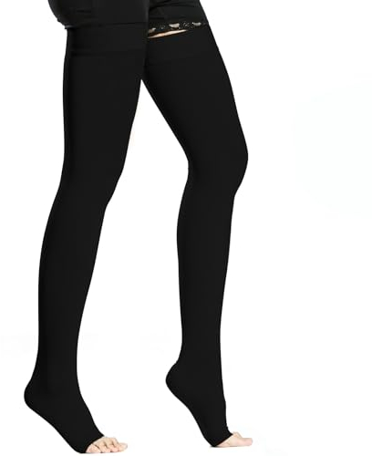 BellaAchtung Medizinische Kompressionsstrümpfe Damen & Herren 20-30 mmHg Abgestufte Unterstützung, Oberschenkel Stützstrümpfe, Ödemen Kompressionssocken Ohne Fuß mit Silikonband