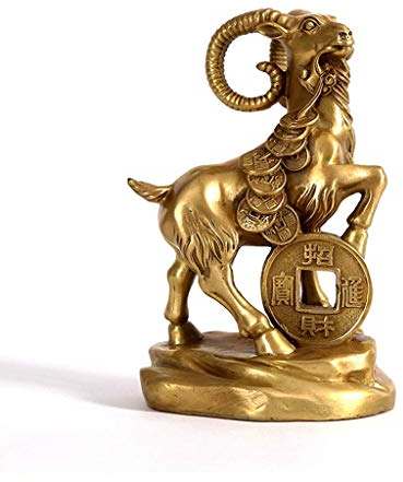 Feng Shui-Ornamente aus reinem Kupfer, Schaf-Statue, die auf Barren Tritt, Handwerk, Wohnaccessoires, Einrichtungsgeschenke, Segensgeschenk