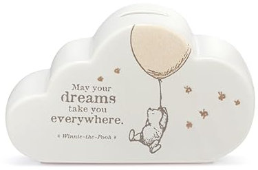 DEMDACO Winnie-The-Pooh, 16,5 x 10,2 cm, klassisches Weiß und Braun, Keramik-Steingut, Sparbank, Träume bringen Sie überall hin