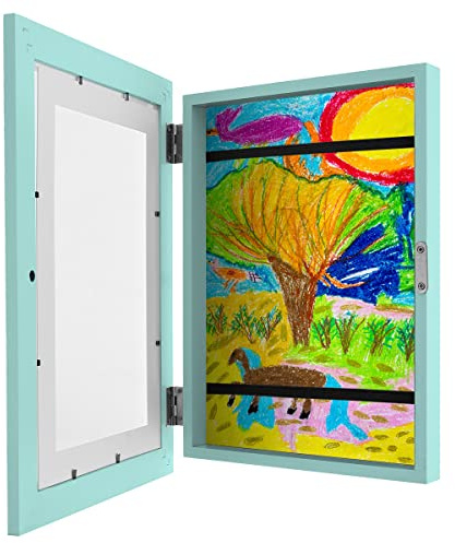 IXTIX Bilderrahmen für Kinderzeichnungen, A4 Befüllbar Kunstfotorahmen für Kinder, Aufklappbar Kinder Kunst Bilderrahmen, Frontöffnung Bilderrahmen für Kunstwerke 1 Stück (Blau)
