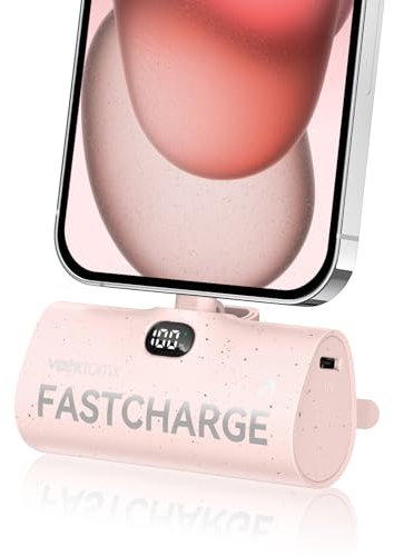 VEEKTOMX Mini Power Bank Fast Charging 20W, 5000mAh Portable Charger for iPhone, Small Battery Pack Travel powerbank Compatible with iPhone 14/13/12/11/XR/XS/X/8/7 Travel Essentials, Pink