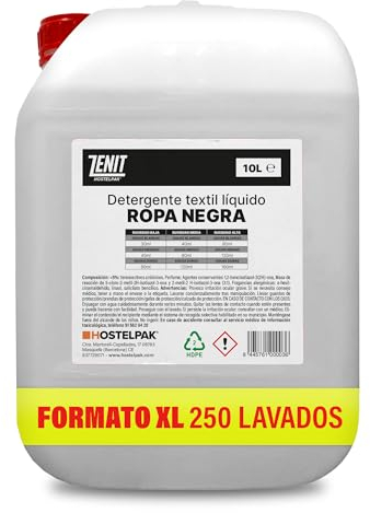 Hostelpak | 10L - Detergente líquido Ropa Negra, Lavandería profesional, Detergente ropa clásico, Detergente para el lavado de ropa