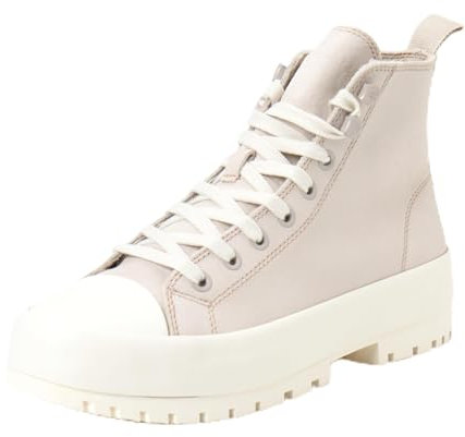 Calvin Klein Hybrid Sneaker Mujer Laceup Suede Mid Top, Marfil (Eggshell/Creamy White), 38 EU